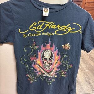 Ed Hardy Graphic Tee - Blue. Vintage